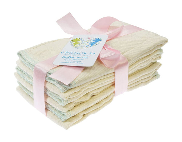Blümchen Prefolds in verschiedenen Materialien und Größen Prefolds Blümchen Bio-Baumwolle Twill 6er Pack XS