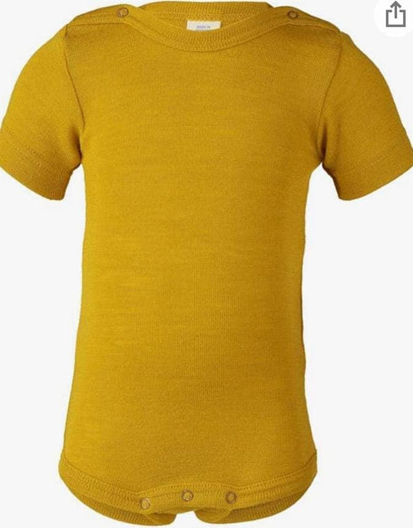 Engel Natur Kurzarm Body aus Wolle/Seide in verschiedenen Farben Body Engel Natur safran 86/92