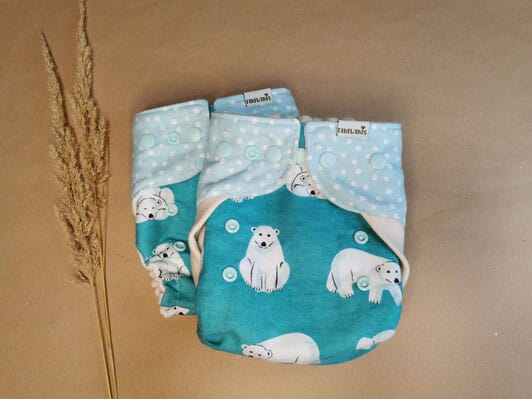 Finiwinis Wollüberhose Finiwinis Flanellpunktebär mint Gummibündchen