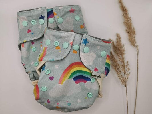 Finiwinis Wollüberhose Finiwinis Regenbogal türkis Gummibündchen