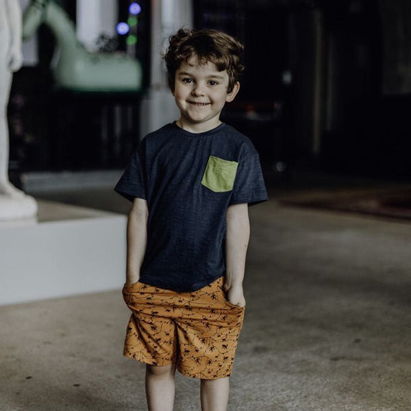 Sense Organics • Bunte Kinder T-Shirts JANNIS Kinderkleidung Sense Organics Navy + Green Pocket 110