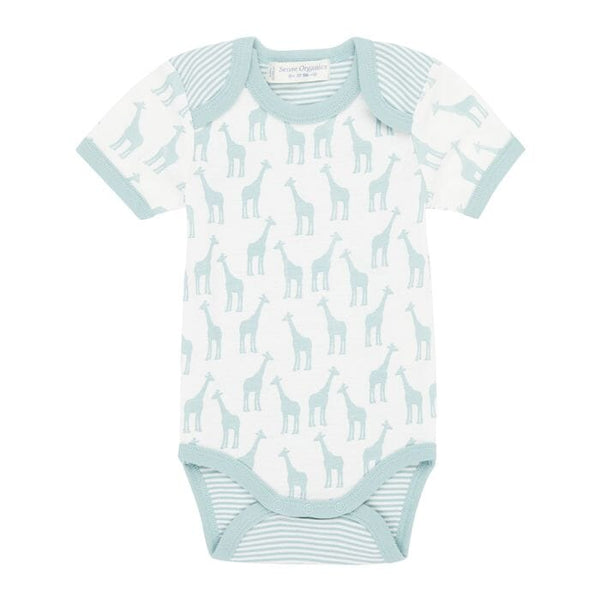 Sense Organics • Kurzarm Body YVON Kinderkleidung Sense Organics 86 Aqua Giraffe