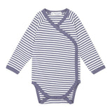 Sense Organics • Langarm Wickelbody YGON Kinderkleidung Sense Organics 50/56 Blau-grau geringel 